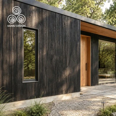 Rivestimento Shou Sugi Ban Nero Testurizzato Per Ingressi Moderni